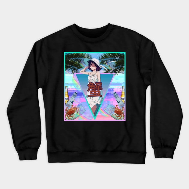 Hitagi Vaporwave Crewneck Sweatshirt by lawryncephoenix